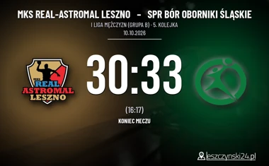 [PIŁKA RĘCZNA] I Liga Mężczyzn (Grupa B): MKS Real-Astromal Leszno – SPR BÓR Oborniki Śląskie 30:33. Jedna bramka różnicy urosła do trzech