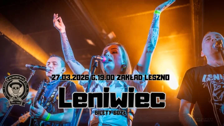 Grafika promocyjna wydarzenia Leniwiec w klubie Zakład — Leszno, 27 marca 2026