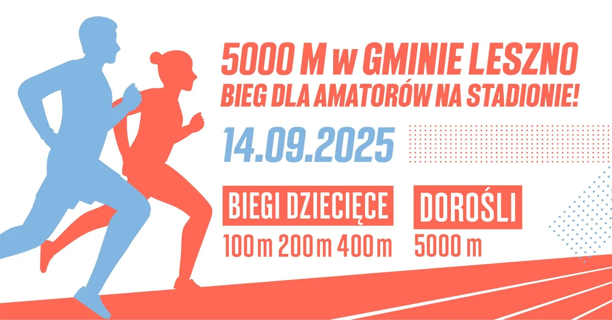 Grafika promocyjna wydarzenia Bieg na 5 kilometrów w Lesznie