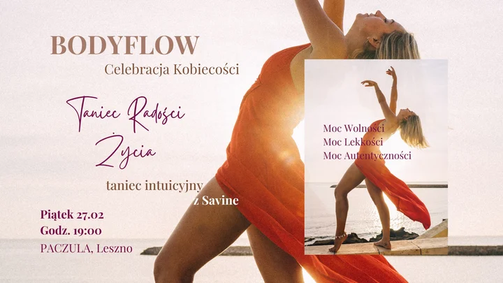 Grafika promocyjna wydarzenia BodyFlow — Celebracja Kobiecości w Tańcu w PACZULA