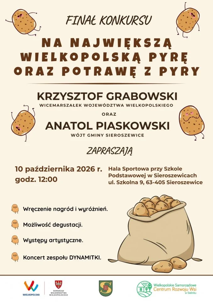 Grafika promocyjna wydarzenia Finał konkursu na największą wielkopolską pyrę oraz potrawę z pyry