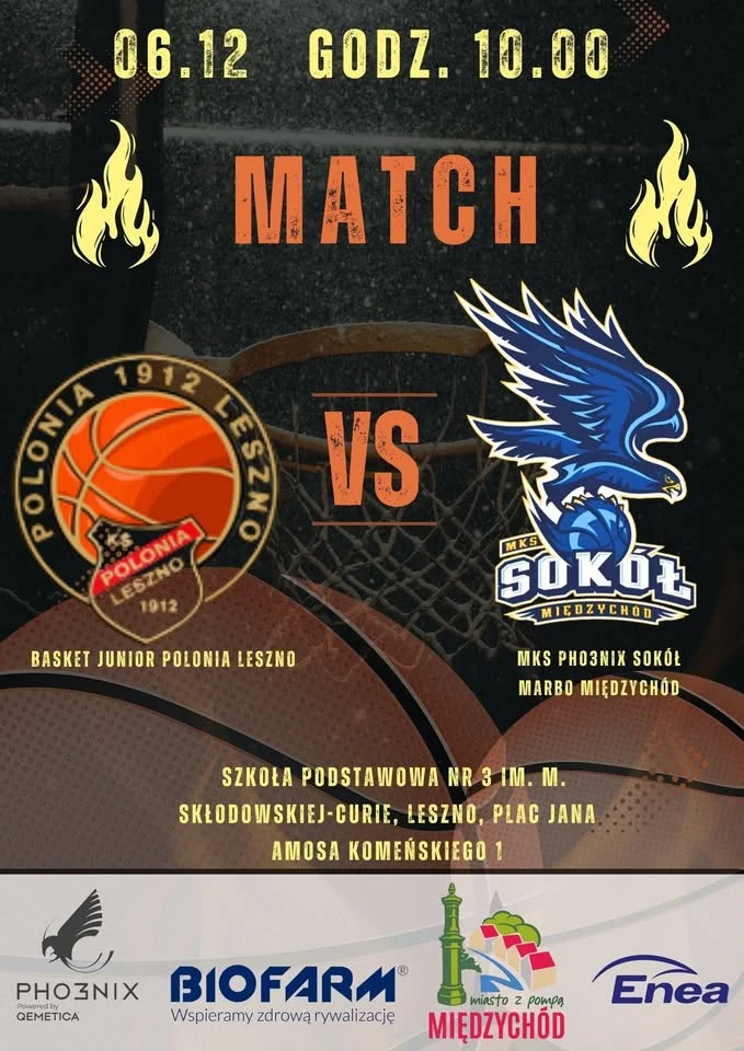 Grafika promocyjna wydarzenia Go to Leszno — mecz z Basket Junior Polonia Leszno