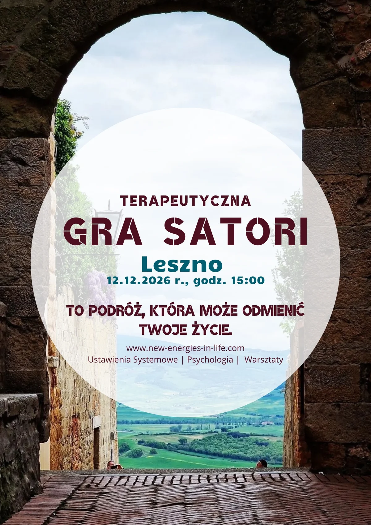 Grafika promocyjna wydarzenia GRA SATORI Leszno – warsztat wybaczania