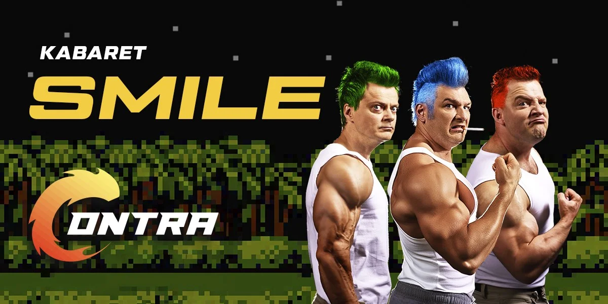 Grafika promocyjna wydarzenia Kabaret Smile wystąpi w Lesznie z nowym programem "Contra"