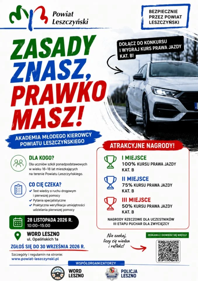 Grafika promocyjna wydarzenia Konkurs „Zasady znasz – prawko masz!”