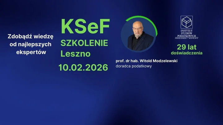 Grafika promocyjna wydarzenia KSeF – szkolenie w Lesznie: jak przygotować firmę na faktury ustrukturyzowane
