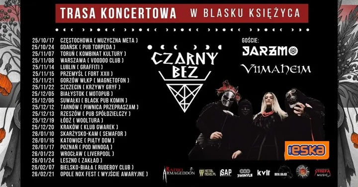 Grafika promocyjna wydarzenia LESZNO: CZARNY BEZ + Jarzmo, Viimaheim — koncert w Zakładzie, 24 stycznia 2026