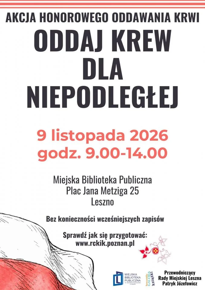 Grafika promocyjna wydarzenia Oddaj krew dla Niepodległej