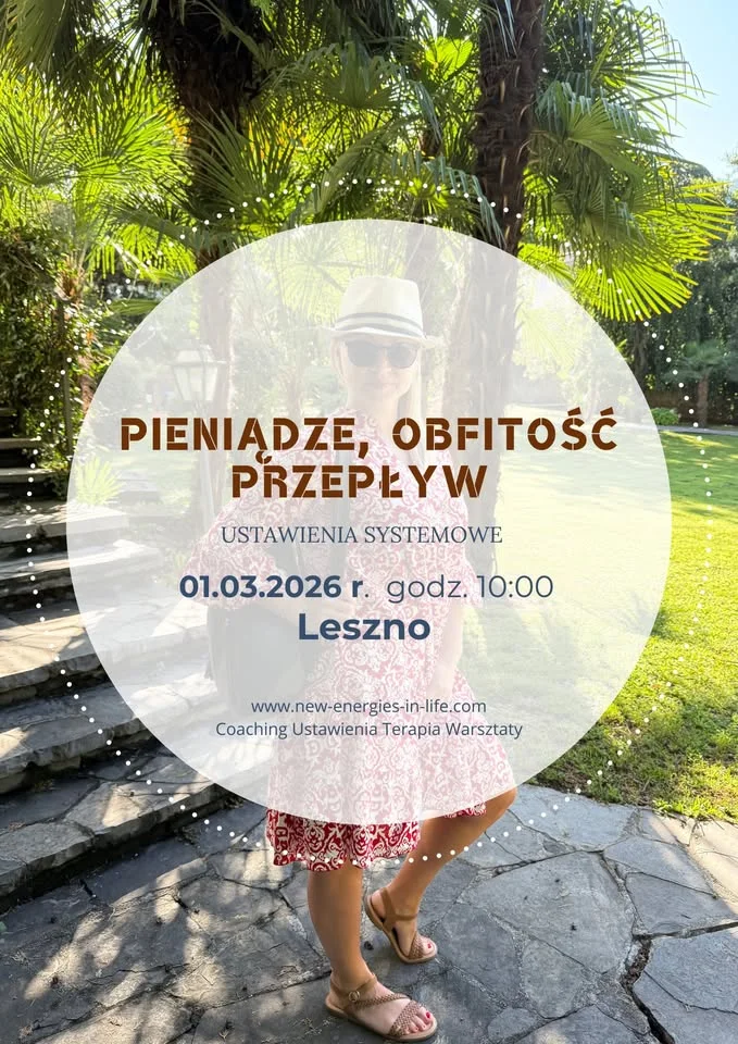 Grafika promocyjna wydarzenia PIENIĄDZE. OBFITOŚĆ. PRZEPŁYW. — warsztat ustawień systemowych w Lesznie