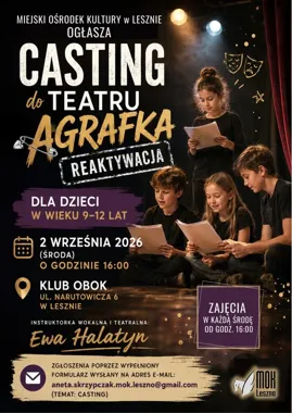 Grafika promocyjna wydarzenia Casting do Teatru Agrafka