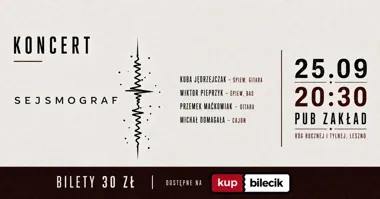 Grafika promocyjna wydarzenia Sejsmokoncert w Lesznie