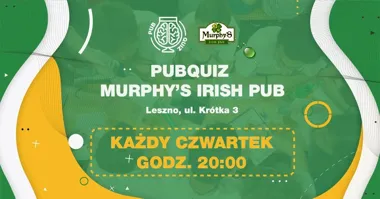 Grafika promocyjna wydarzenia PubQuiz w Murphys Irish Pub Leszno – drużynowy quiz z nagrodami