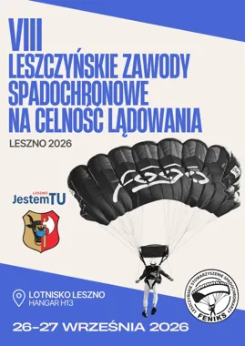 Grafika promocyjna wydarzenia VIII Leszczyńskie Zawody Spadochronowe – Leszno 2026