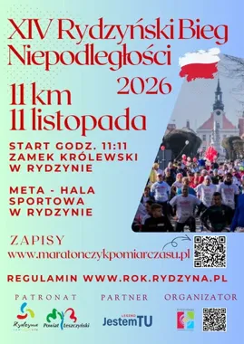 Grafika promocyjna wydarzenia XIV Rydzyński Bieg Niepodległości