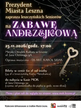 Grafika promocyjna wydarzenia Zabawa Andrzejkowa dla Seniorów