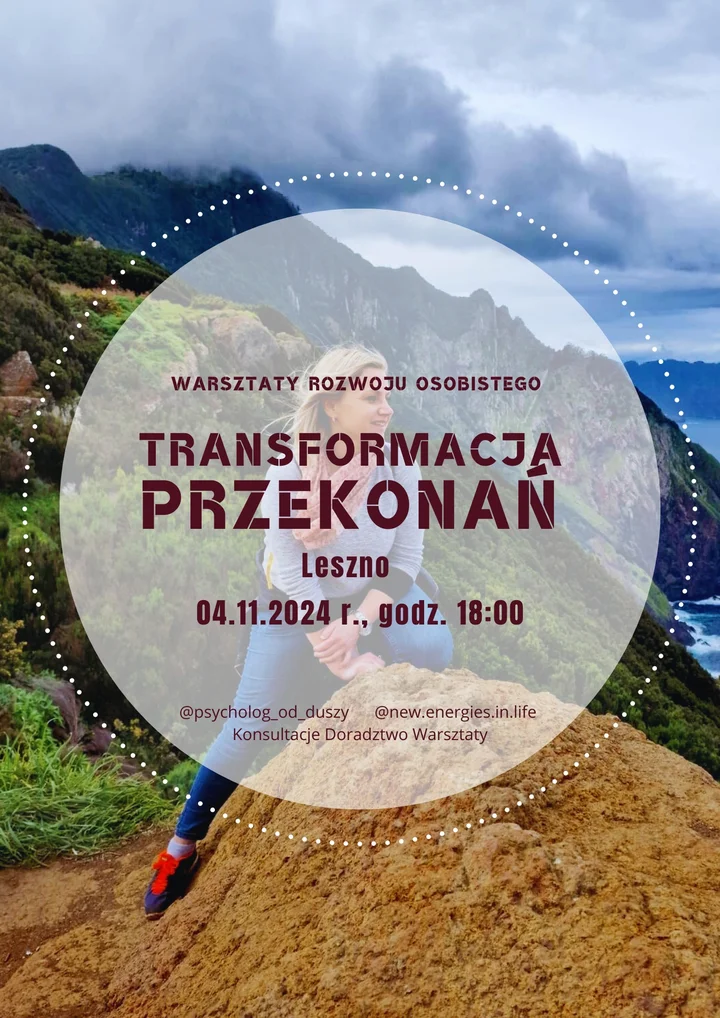 Obrazek przedstawia grafikę promocyjną wydarzenia Warsztaty zmiany przekonań w Lesznie