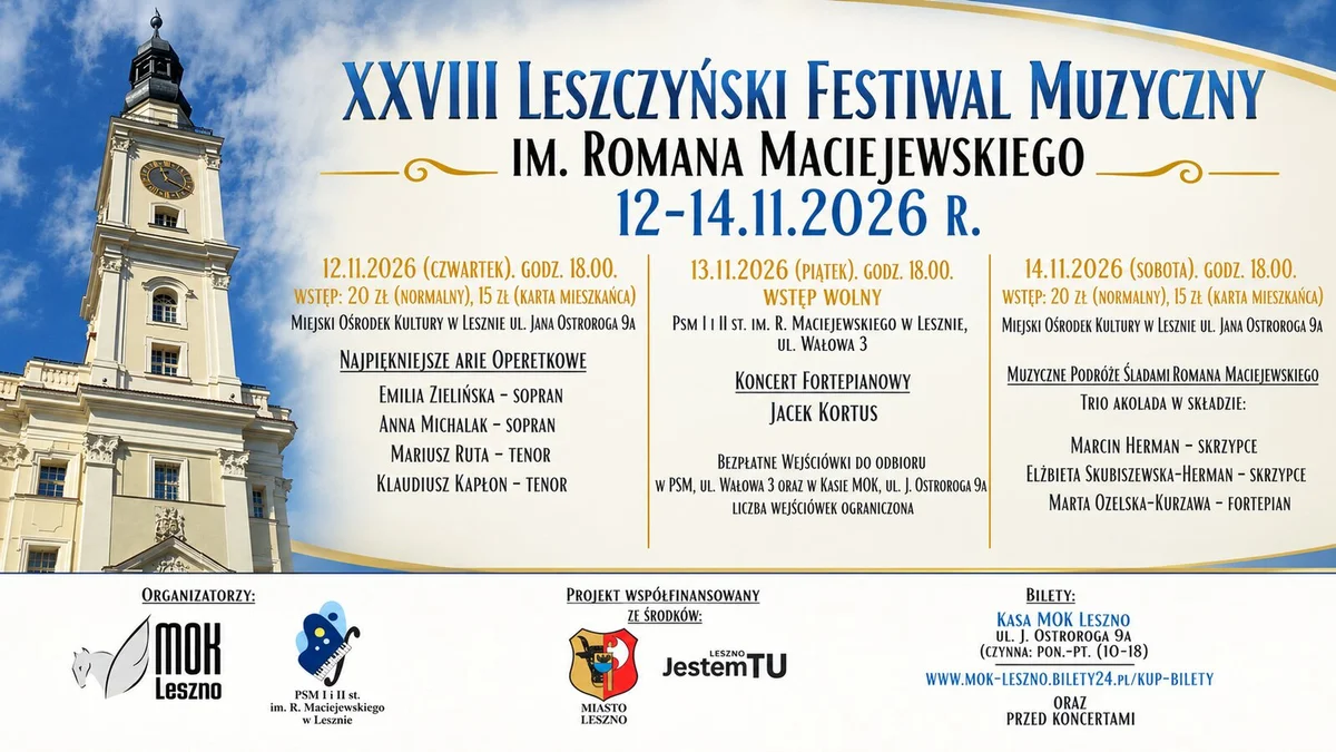Grafika promocyjna wydarzenia XXVIII Festiwal Maciejewskiego – Akolada Trio „Śladami Maciejewskiego”