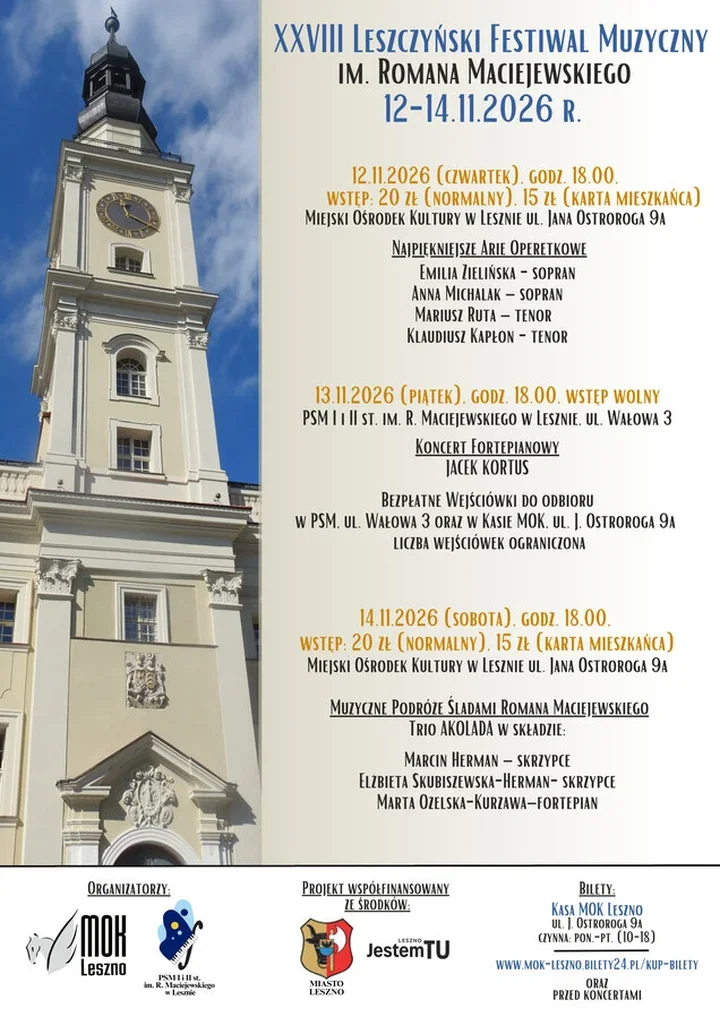 Grafika promocyjna wydarzenia XXVIII Leszczyński Festiwal Muzyczny im. Romana Maciejewskiego